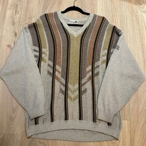 VINTAGE‎ Mens Coogi Style Sweater 3D Knit VTG 90s Aztec Stripe Made In Germany